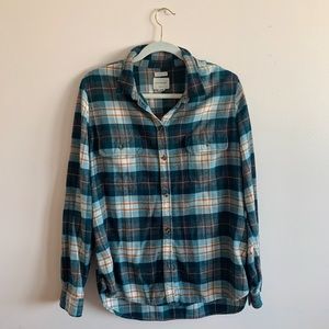 AE Flannel Button-Up in Green & Yellow